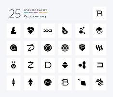 cryptogeld 25 solide glyph icoon pak inclusief munt . crypto . crypto munteenheid. munt vector