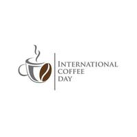 1 oktober Internationale koffie dag logo. wereld koffie dag logo icoon vector illustratie Aan wit achtergrond.wereld kaart in koffie beker.