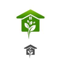 groen bladeren eco huis, vector logo ontwerp sjabloon