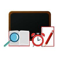 schoolbord en onderwijsbenodigdheden vector