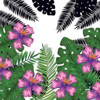 exotische bladeren en bloemen tropisch patroon vector