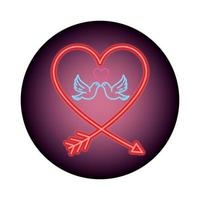 silhouet van hart in neonlicht, Valentijnsdag vector