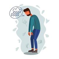 depressieve jonge man platte vectorillustratie vector