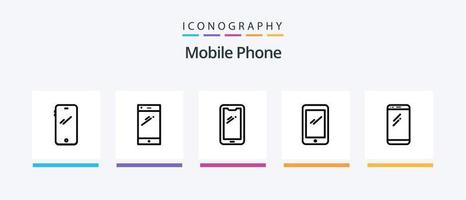 mobiel telefoon lijn 5 icoon pak inclusief . camera.. creatief pictogrammen ontwerp vector