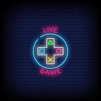 live game neonreclames stijl tekst vector