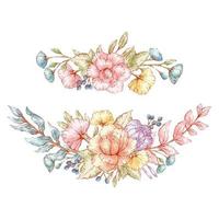 aquarel stijl vintage bloemen boeketten vector