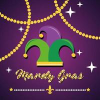 mardi gras viering poster met narrenhoed vector