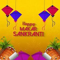 decoratieve achtergrond voor gelukkige makar sankranti vector