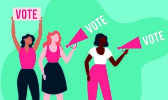 verkiezingsdag democratie met interraciale vrouwen en megafoon vector