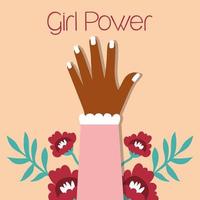 girl power poster met afro hand omhoog vector