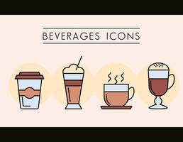 set van koffie dranken iconen vector