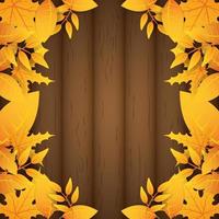 herfstbladeren en gebladerte houten frame vector