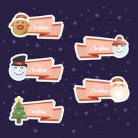 schattige kerstlabel set vector