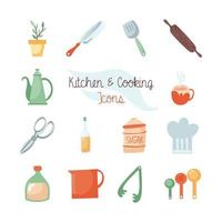keuken en voedsel platte pictogramserie vector