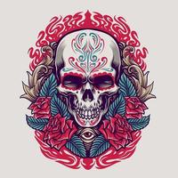 dia de los muertos mexicaanse schedelillustratie