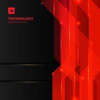 abstracte lay-out moderne technologie ontwerpsjabloon rode geometrische overlapping met verlichting op zwarte achtergrond. vector