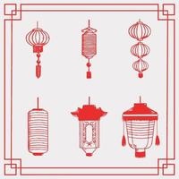 set van chinese lantaarn illustraties vector