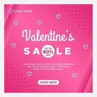 gelukkige valentijnsdag verkoop sociale media sjabloon met roze achtergrond vector