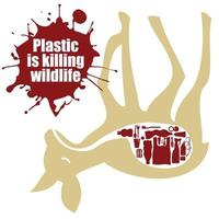 campagne om te stoppen met het gebruik van plastic voor dieren en het milieu. vector