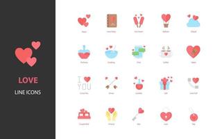 set van liefde iconen, valentijn, hart, romantiek vector
