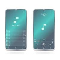 social media netwerk. muziekspeler interface. profiel, album, nummer, mockup van afspeellijst. muziek layout scherm vector