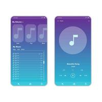 social media netwerk. muziekspeler interface. profiel, album, nummer, mockup van afspeellijst. muziek layout scherm vector