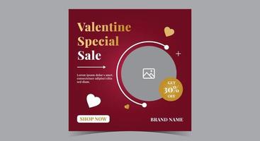 valentijn speciale verkoop poster, valentijn sociale media post en flyer vector