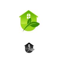 groen bladeren eco huis, vector logo ontwerp sjabloon