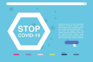 stop covid 19, de strijd tegen coronavirus, pandemie met gevaarlijke cellen vector