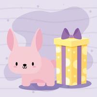 schattige verjaardagskaart met kawaii konijn vector