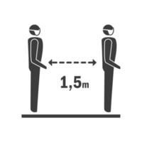 waarschuwingsbord, houd een veilige afstand van 1,5 meter, risico op coronavirusinfectie vector