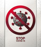 stop covid 19, coronaviruscel vergrendeld in ban-symbool vector