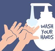 was je handen met zeep en water vector