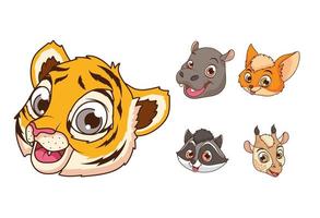 schattige vijf stripfiguren van babydieren vector