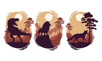 wilde dieren silhouetten scènes vector