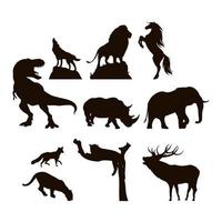 wilde dieren en fauna silhouet pictogramserie vector