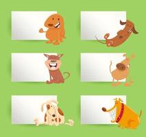 honden en puppy's cartoon kaarten ontwerpset vector