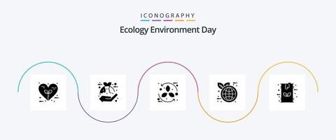 ecologie glyph 5 icoon pak inclusief wereld eco. aarde dag. hand. recyclen. eco vector