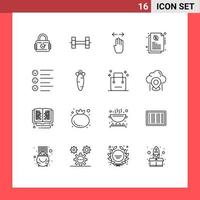 mobiel koppel schets reeks van 16 pictogrammen van emoji's lijst vinger formaat investering bewerkbare vector ontwerp elementen