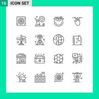 pictogram reeks van 16 gemakkelijk contouren van routebeschrijving mobiel config hand- sap bewerkbare vector ontwerp elementen