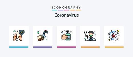 coronavirus lijn gevulde 5 icoon pak inclusief dokter. corona. antigeen. epidemie. antigeen. creatief pictogrammen ontwerp vector