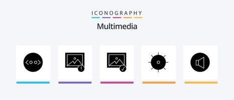 multimedia glyph 5 icoon pak inclusief . geselecteerd. volume. geluid. creatief pictogrammen ontwerp vector
