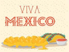 viva mexico-feest met eten vector
