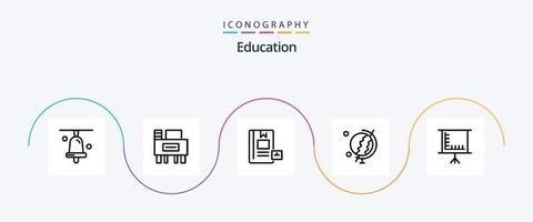 onderwijs lijn 5 icoon pak inclusief schoolbord. wereldbol. boek. onderwijs. aan het leren vector