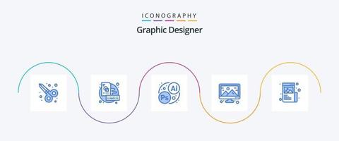 grafisch ontwerper blauw 5 icoon pak inclusief grafisch. creatief. ontwerpen. kunst. computer vector