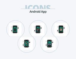 android app lijn gevulde icoon pak 5 icoon ontwerp. mobiel media. roeping. mobiel microfoon. telefoon. telefoontje vector