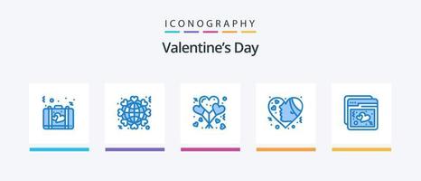 valentijnsdag dag blauw 5 icoon pak inclusief harten. emotie. liefde. emoji's. liefde. creatief pictogrammen ontwerp vector
