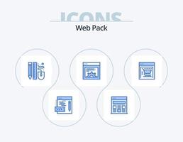 web pak blauw icoon pak 5 icoon ontwerp. . boodschappen doen kar. pen. e-commerce. instelling vector