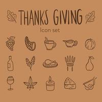 bundel van vijftien thanksgiving day iconen vector