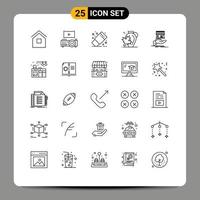 25 gebruiker koppel lijn pak van modern tekens en symbolen van winkel blad trek Canada pot bewerkbare vector ontwerp elementen